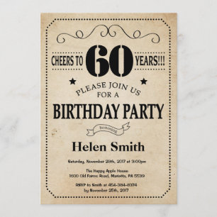 60e verjaardag Uitnodiging Uitnodiging Rustic  Ret