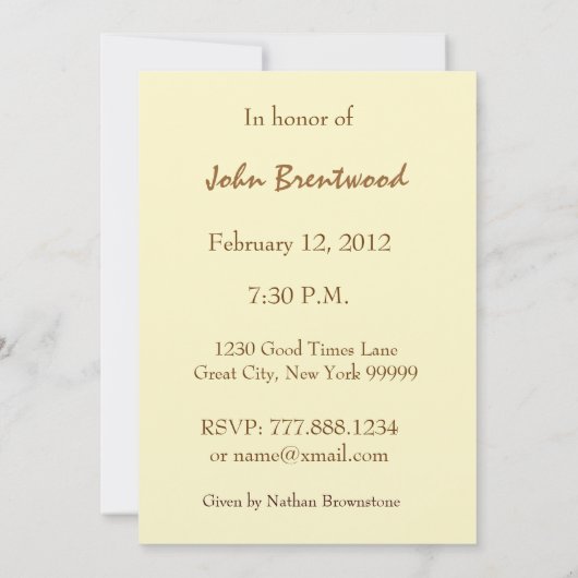 60e verjaardag Uitnodiging van de partij - Metalli (Achterkant)