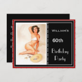 60e verjaardag Uitnodiging van het Feest Rood Zwar (Voorkant / Achterkant)