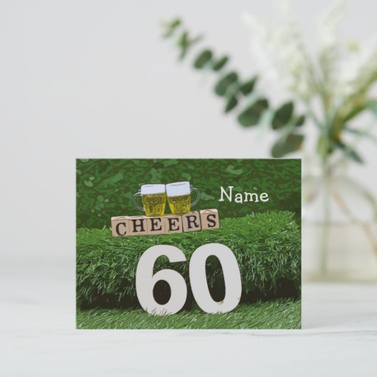 60e verjaardag Uitnodiging voor proost en bier (Staand voorkant)