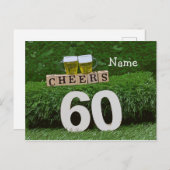 60e verjaardag Uitnodiging voor proost en bier (Voorkant / Achterkant)