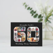 60e verjaardag uitnodiging zestig foto zwart wit (Staand voorkant)