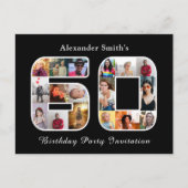 60e verjaardag uitnodiging zestig foto zwart wit (Voorkant)