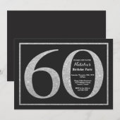 60e verjaardag uitnodiging zilveren glitter krijtb (Voorkant / Achterkant)