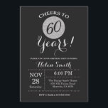 60e verjaardag uitnodiging zwart en zilver glitter<br><div class="desc">60e verjaardag uitnodiging zwart en zilver glitter Kaart. Voor verdere aanpassing klikt u op de knop "Aanpassen" en gebruikt u onze ontwerptool om deze sjabloon te wijzigen.</div>