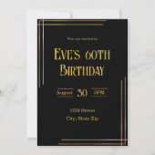 60e verjaardag uitnodiging – Zwart & Goud | elegan (Voorkant)