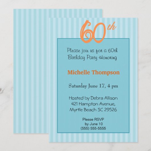 60e verjaardag Uitnodigingen (Voorkant / Achterkant)