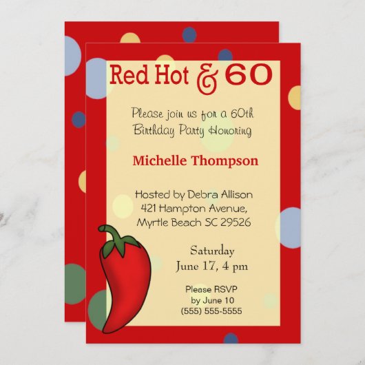 60e verjaardag Uitnodigingen (Voorkant / Achterkant)