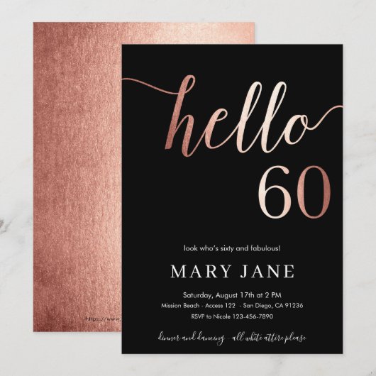60e verjaardag uitnodigingen, 60e verjaardag kaart (Voorkant / Achterkant)