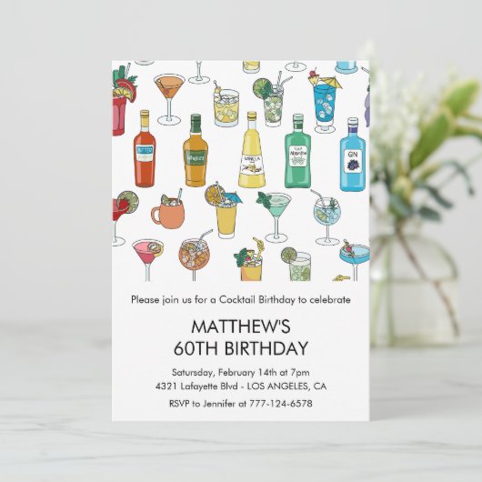60e verjaardag uitnodigingen Cocktail Contemporary (Staand voorkant)