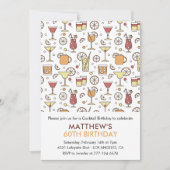 60e verjaardag uitnodigingen Cocktail Pattern Mode (Voorkant)