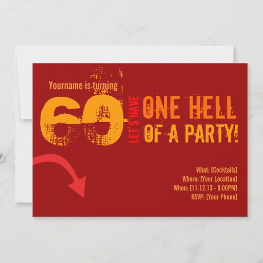60e verjaardag Uitnodigingen - De hel van een Part (Achterkant)