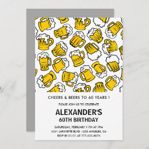 60e verjaardag uitnodigingen Mannen Cheers en Beer