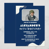 60e verjaardag uitnodigingen Mannen Foto Simple Bl (Voorkant / Achterkant)
