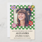 60e verjaardag uitnodigingen Retro Groovy Bloemen (Voorkant)