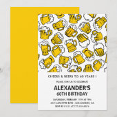 60e verjaardag uitnodigingen voor hem Beer Modern (Voorkant / Achterkant)