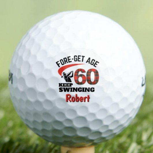 60e verjaardag Uncle Gift - Red Plaid Forget Age Golfballen