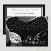 60e verjaardag van Black & White Diamond Kaart (Voorkant / Achterkant)