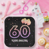 60e verjaardag van de ballonnen en Confetti Papieren Bordje (Feest)