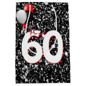 60e verjaardag van de ballonnen op zwarte glitter medium cadeauzakje (Voorkant)