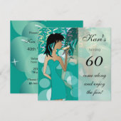 60e verjaardag van de BashGirl-partij | BLAUWGROEN Kaart (Voorkant / Achterkant)