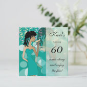 60e verjaardag van de BashGirl-partij | BLAUWGROEN Kaart (Staand voorkant)