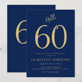 60e verjaardag van de blauwe en gouden Hallo 60 Kaart (Voorkant / Achterkant)