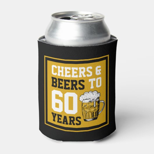 60e verjaardag van de borst en bier tot 60 jaar blikjeskoeler (Blikje Voorkant)