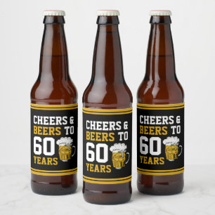 60e verjaardag van de borst en bier tot 60 jaar etiket