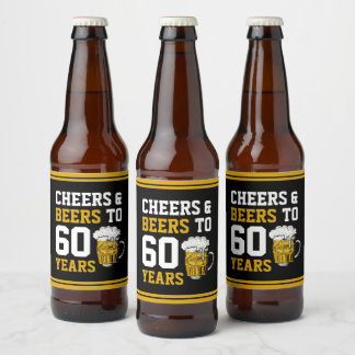 60e verjaardag van de borst en bier tot 60 jaar etiket
