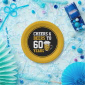 60e verjaardag van de borst en bier tot 60 jaar papieren bordje (Feest)