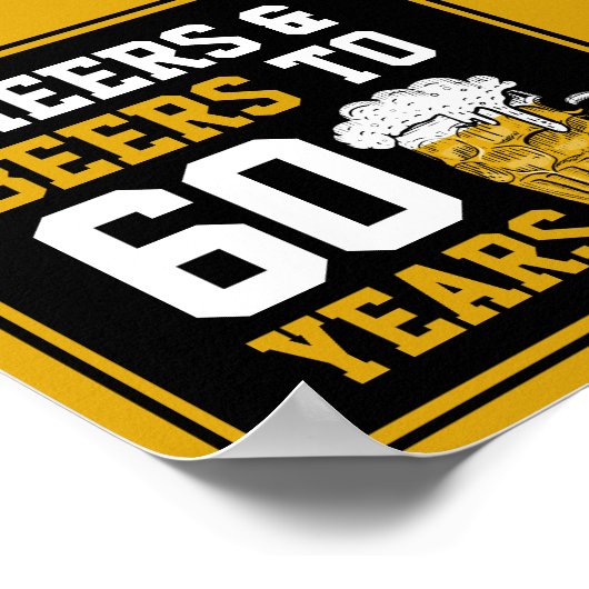 60e verjaardag van de borst en bier tot 60 jaar poster (Hoek)