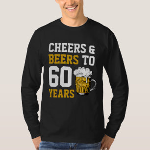 60e verjaardag van de borst en bier tot 60 jaar t-shirt