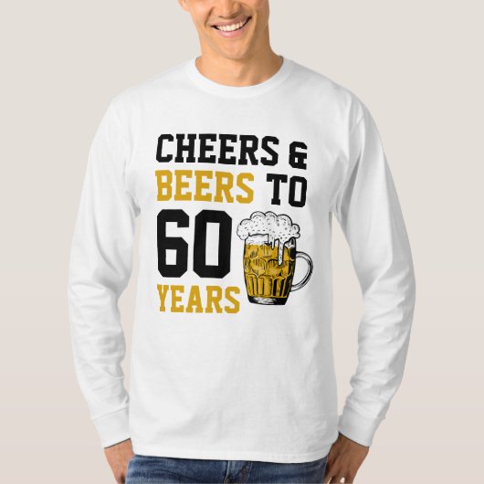 60e verjaardag van de borst en bier tot 60 jaar t-shirt (Voorkant)