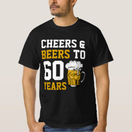 60e verjaardag van de borst en bier tot 60 jaar t-shirt