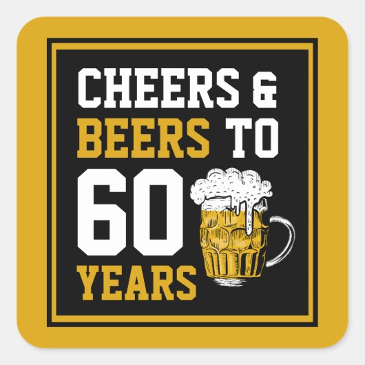 60e verjaardag van de borst en bier tot 60 jaar vierkante sticker (Voorkant)