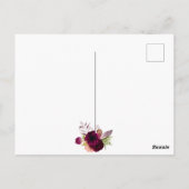 60e verjaardag van de burgundy floral gold uitnodi briefkaart (Achterkant)