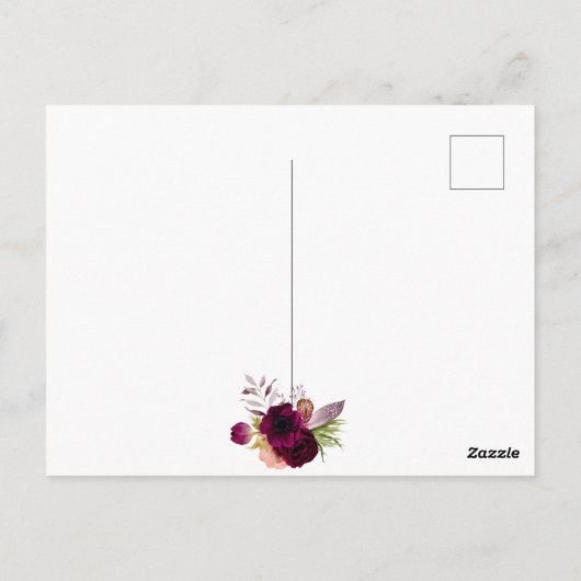 60e verjaardag van de burgundy floral gold uitnodi briefkaart (Achterkant)