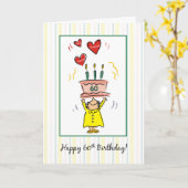 60e verjaardag van de Cake and Hearts voor de vrou Kaart (Gele Bloem)