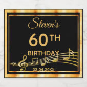 60e verjaardag van de elegante muziek in zwart-wit sparkling wijnetiket (Enkel label)