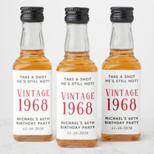  60e verjaardag van de Favor Likeurfles Etiket