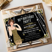 60e verjaardag van de Gatsby Flapper Girl Birthday Kaart