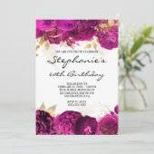 60e verjaardag van de gouden en warmroze Florale G Kaart (Staand voorkant)