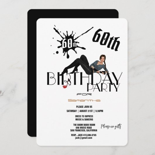 60e verjaardag van de Kassy-dame van de Kassy Kaart (Voorkant / Achterkant)