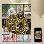 60e verjaardag van de Leopard-foto Gold ballonnen Kaart<br><div class="desc">Speciale 60e verjaardagskaart met 9 aangepaste foto's en trendy folie ballonnen met vingerafdrukken in zwart en goud. De sjabloon is klaar voor u om 9 van uw favoriete foto's te uploaden die in een fotocollage in vierkante en portretformaten worden getoond. Uw afbeeldingen omringen de ballonnen voor dierlijke afdruk, die zijn...</div>