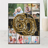 60e verjaardag van de Leopard-foto Gold ballonnen Kaart (Voorkant)