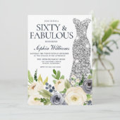 60e verjaardag van de marine & White Floral Diamon Kaart (Staand voorkant)