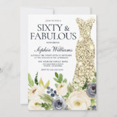 60e verjaardag van de marine & White Floral Gold D Kaart (Voorkant)