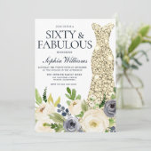 60e verjaardag van de marine & White Floral Gold D Kaart (Staand voorkant)