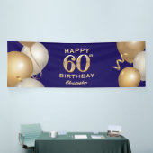 60e verjaardag van de marineblauw en goudballonnen spandoek (Beurs)
